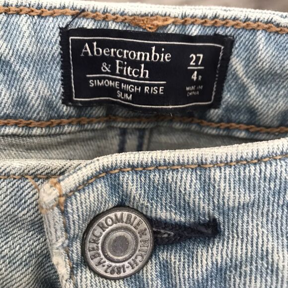 Abercrombie & Fitch Jeans Womens Size 4 R Simone High Rise Slim Side Stripes W27 - Picture 2 of 6